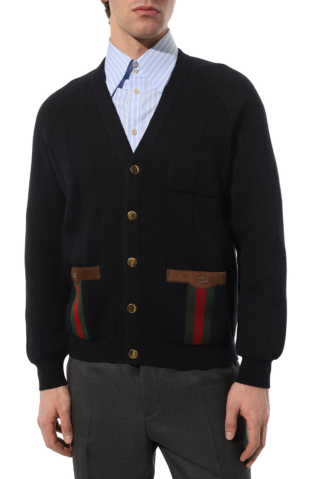 Кардиган GUCCI темно-синего цвета по цене 194400 руб., арт. 626349 XKBFJ, фото 3 Кардиган GUCCI, арт. 626349 XKBFJ, фото 3