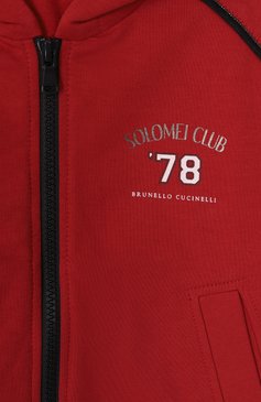 Детский хлопковая толстовка BRUNELLO CUCINELLI красного цвета, арт. BH827E857B | Фото 3 (Рукава: Длинные; Материал внешний: Хлопок; Девочки Кросс-КТ: Толстовка-спорт, Толстовка-одежда; Ростовка одежда: 8 лет | 128 см, 12 лет | 152 см, 10 - 11 лет | 140 - 146см)