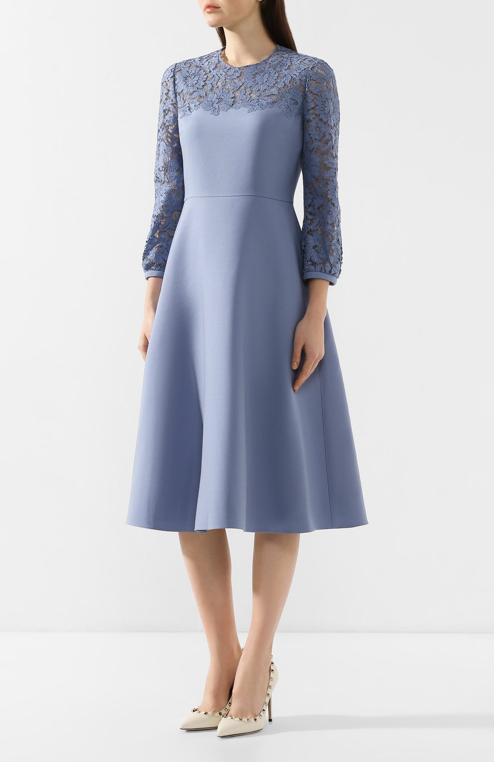 Платье из смеси шерсти и шелка VALENTINO голубого цвета по цене 399500 руб., арт. TB3VALZ4360, фото 3 Платье из смеси шерсти и шелка VALENTINO, арт. TB3VALZ4360, фото 3