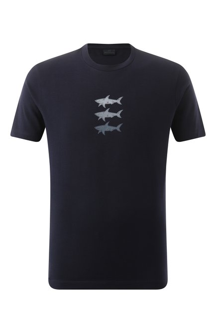 Мужская хлопковая футболка PAUL&SHARK темно-синего цвета, арт. 25411005/3XL | Фото 1 (Материал внешний: Хлопок; Материал сплава: Проставлено; Драгоценные камни: Проставлено; Длина (для топов): Удлиненные; Рукава: Короткие)
