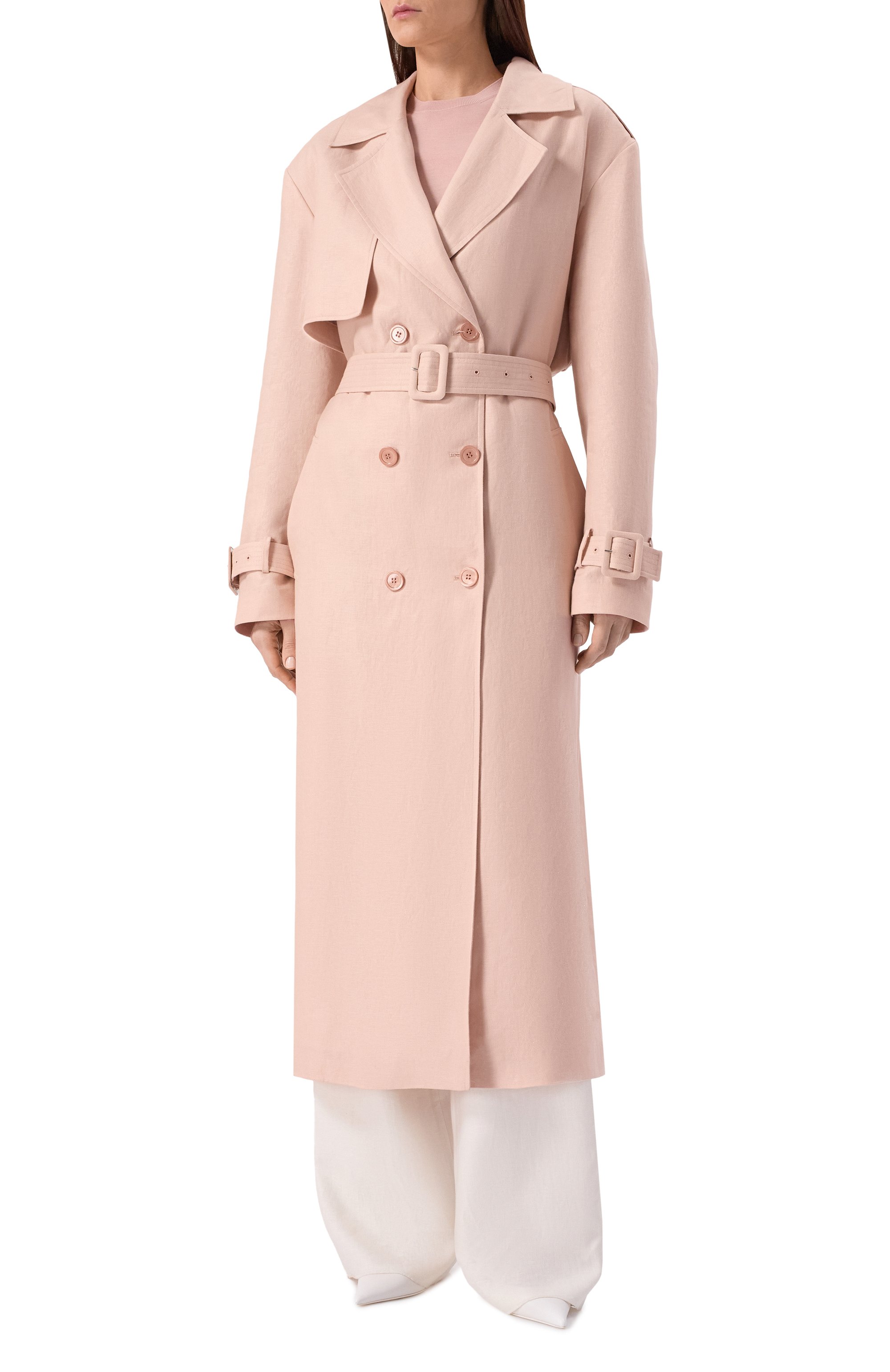 Льняной тренч MVST светло-розового цвета по цене 308500 руб., арт. M26.2PW.J905/T30, фото 2 Льняной тренч MVST, арт. M26.2PW.J905/T30, фото 2
