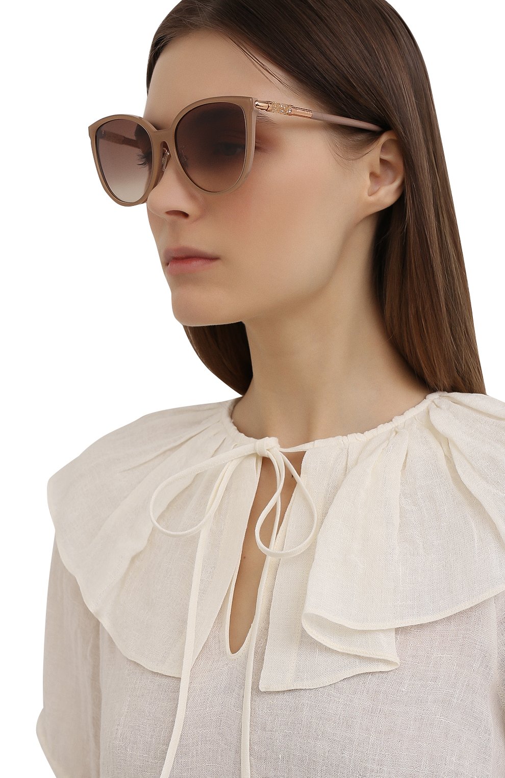 Солнцезащитные очки JIMMY CHOO темно-бежевого цвета по цене 29950 руб., арт. RAYE/G/SK 22C, фото 2 Солнцезащитные очки JIMMY CHOO, арт. RAYE/G/SK 22C, фото 2