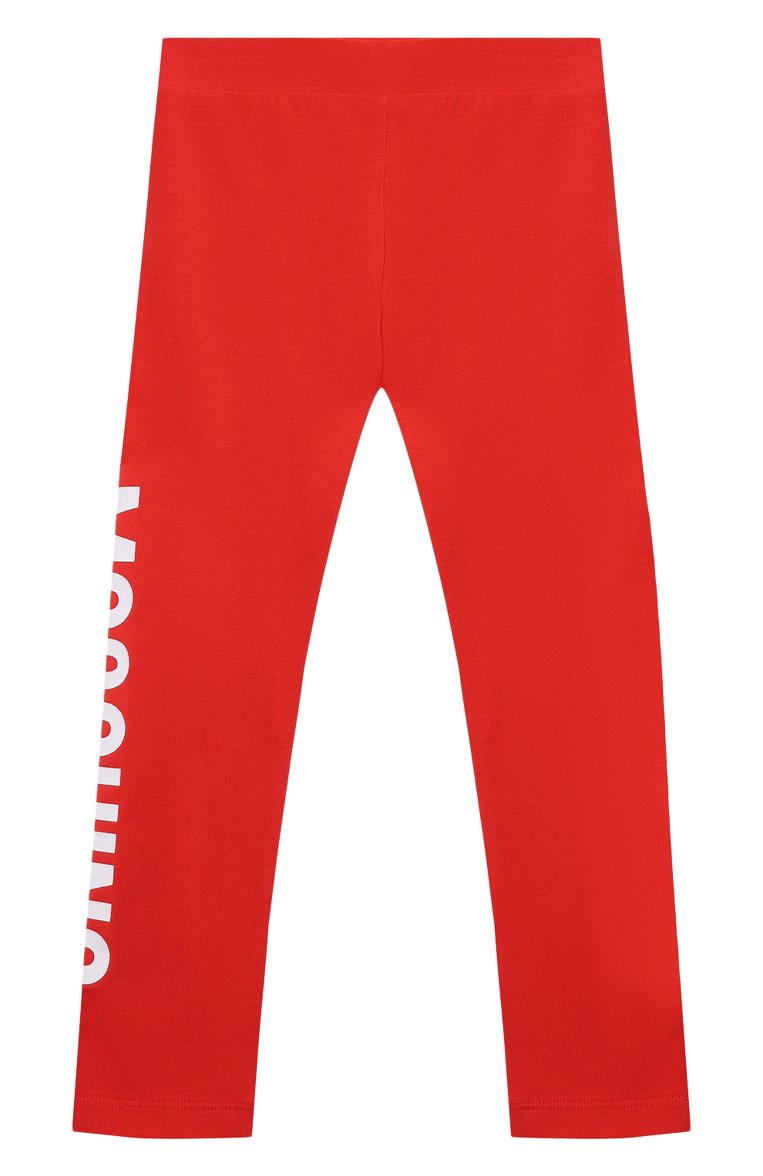 Детские хлопковые леггинсы MOSCHINO красного цвета, арт. HLP03U/LBA00/10A-14A | Фото 2 (Материал внешний: Хлопок; Региональные ограничения белый список (Axapta Mercury): RU; Случай: Повседневный; Девочки Кросс-КТ: Леггинсы-одежда; Материал сплава: Проставлено; Нос: Не проставлено; Ростовка одежда: 10 - 11 лет | 140 - 146см, 12 лет | 152 см, 13 - 15 лет | 158 см)