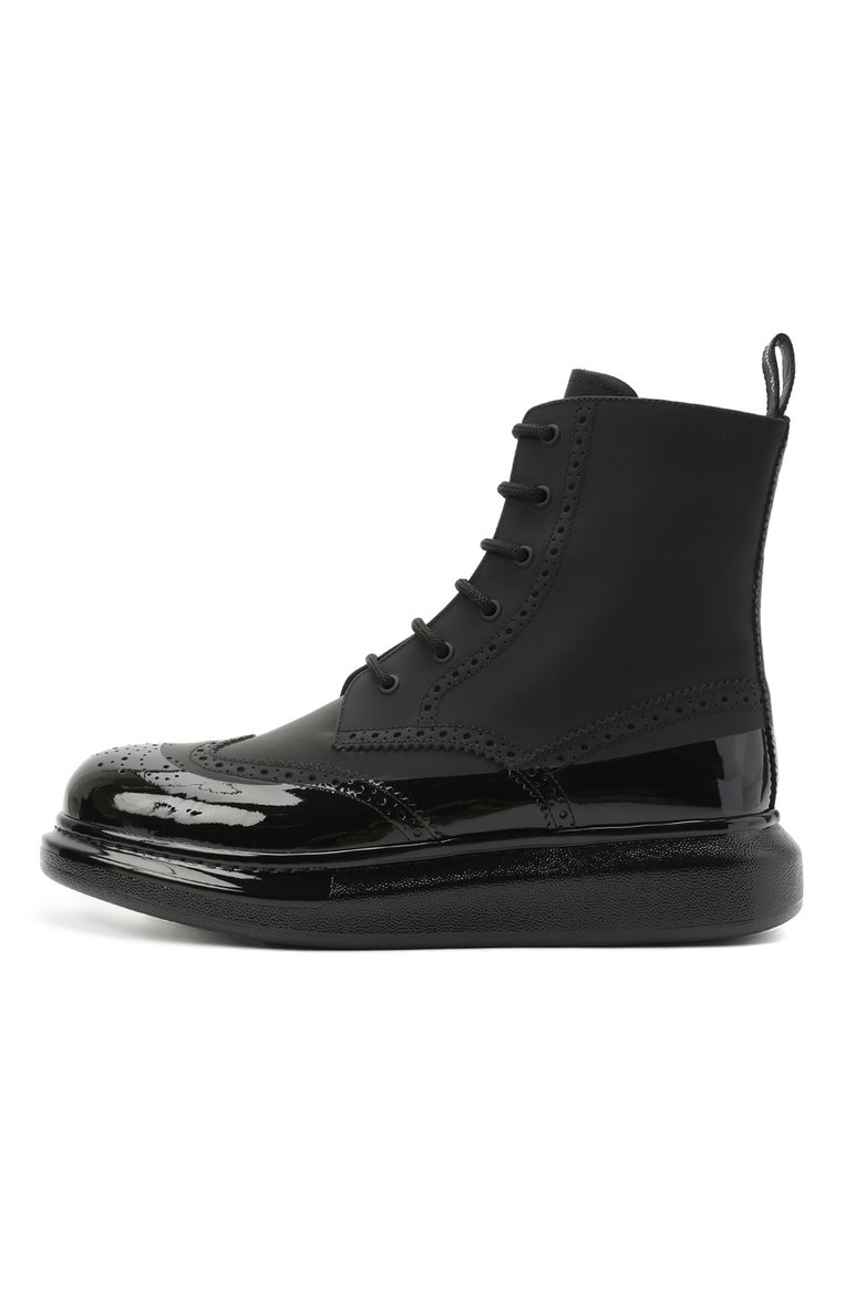 Мужские кожаные ботинки ALEXANDER MCQUEEN черного цвета, арт. 628810/WHYK2 | Фото 3 (Подошва: Массивная; Материал внутренний: Натуральная кожа; Мужское Кросс-КТ: Ботинки-обувь; Материал утеплителя: Без утеплителя; Материал внешний: Натуральная кожа; толщина подошвы: 4,5, 4,7, 5; ширина носка стельки: 8,7, 9, 8,8, 9,3)