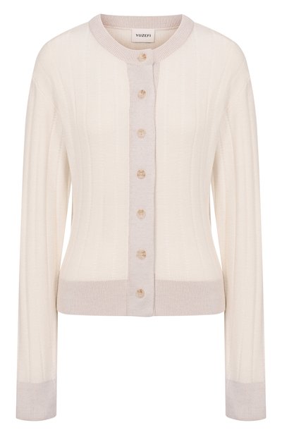 Женский шерстяной кардиган YUZEFI, арт. TATUM-L0NG SLEEVE TUCK STITCH CARDIGAN/KNIT
