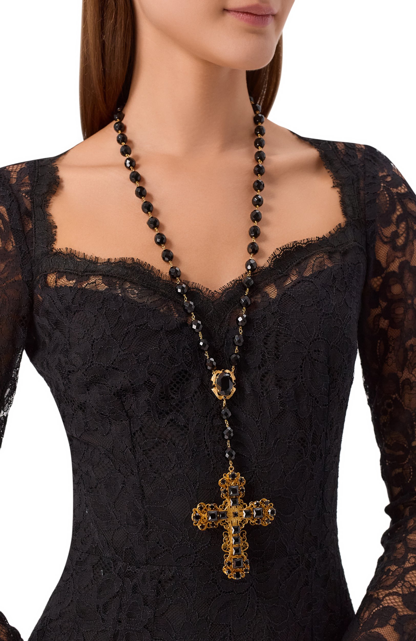 Колье DOLCE & GABBANA черного цвета по цене 343500 руб., арт. WNS6V4/W1111, фото 2 Колье DOLCE & GABBANA, арт. WNS6V4/W1111, фото 2