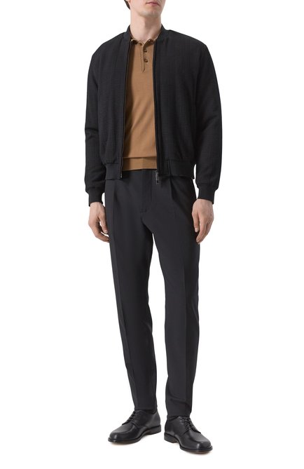 Мужской шерстяной бомбер EMPORIO ARMANI черного цвета, арт. EM001265/AF14072 | Фото 2 (Материал сплава: Проставлено; Длина (верхняя одежда): Короткие; Драгоценные камни: Проставлено; Рукава: Длинные; Материал внешний: Шерсть)