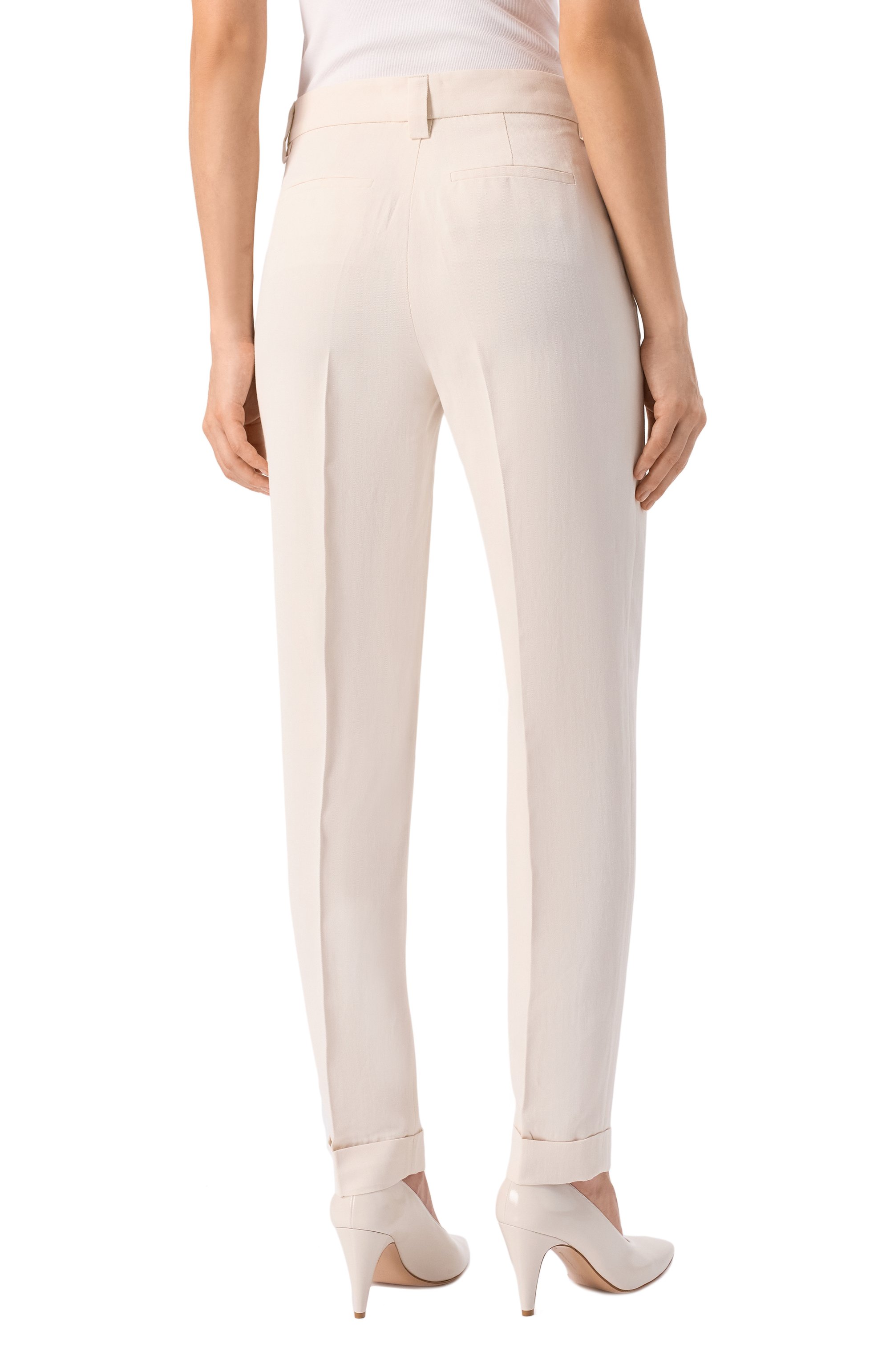 Брюки из вискозы и льна ANTONELLI FIRENZE кремового цвета по цене 59950 руб., арт. M8264N/973, фото 4 Брюки из вискозы и льна ANTONELLI FIRENZE, арт. M8264N/973, фото 4