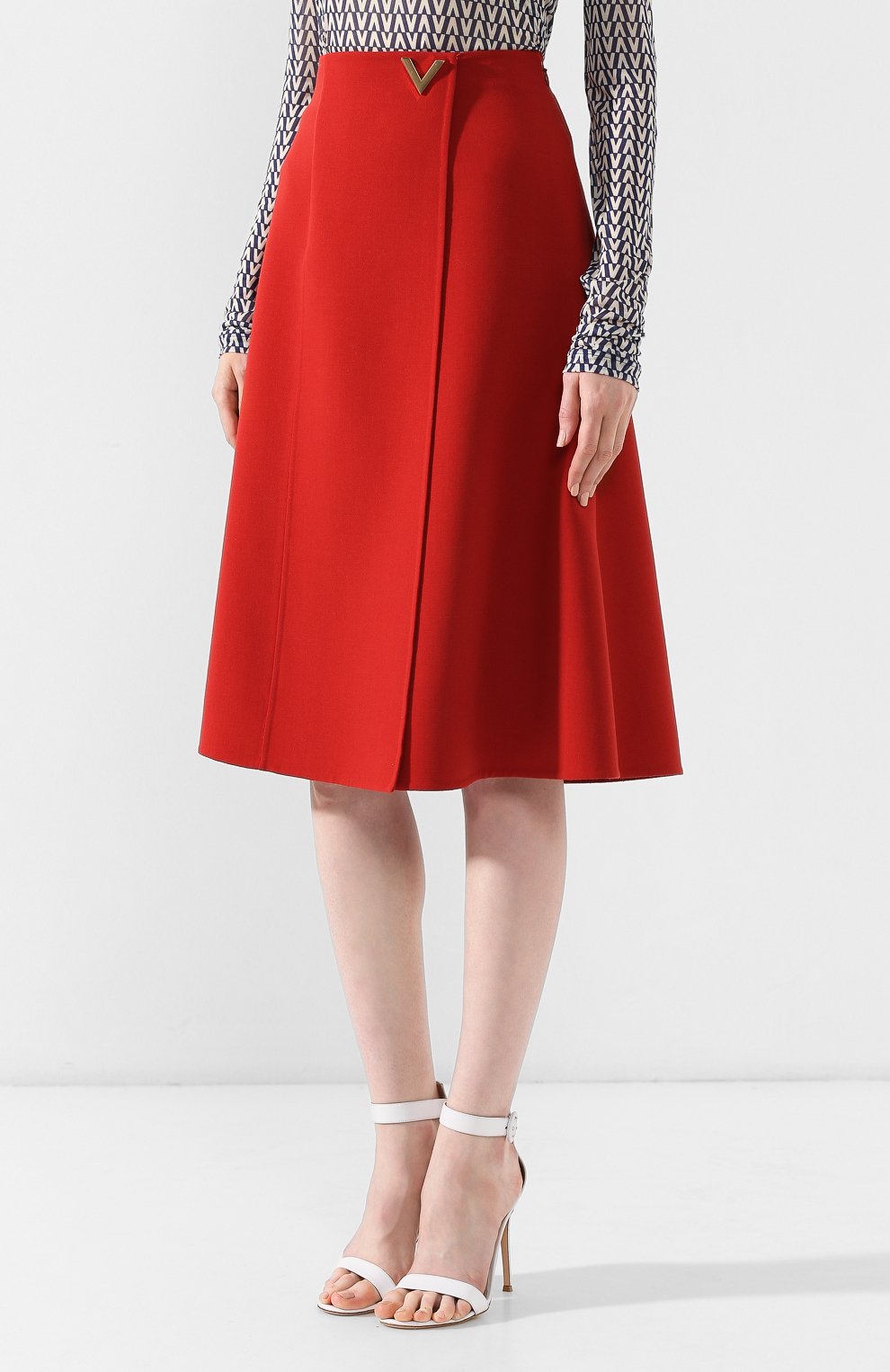 Шерстяная юбка VALENTINO красного цвета по цене 133500 руб., арт. RB3RA4F54EJ, фото 3 Шерстяная юбка VALENTINO, арт. RB3RA4F54EJ, фото 3