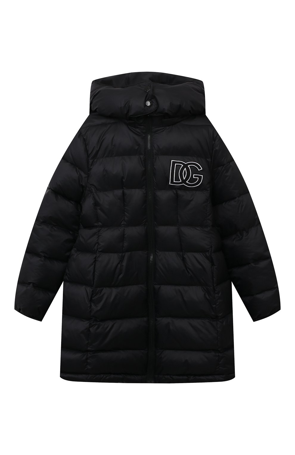 Утепленное пальто DOLCE & GABBANA черного цвета по цене 76350 руб., арт. L5JB01/G7KZ8/8-14, фото 1 Утепленное пальто DOLCE & GABBANA, арт. L5JB01/G7KZ8/8-14, фото 1