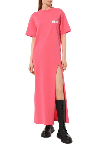 Хлопковое платье MSGM фуксия цвета по цене 23600 руб., арт. 3441MDA82 237002, фото 3 Хлопковое платье MSGM, арт. 3441MDA82 237002, фото 3