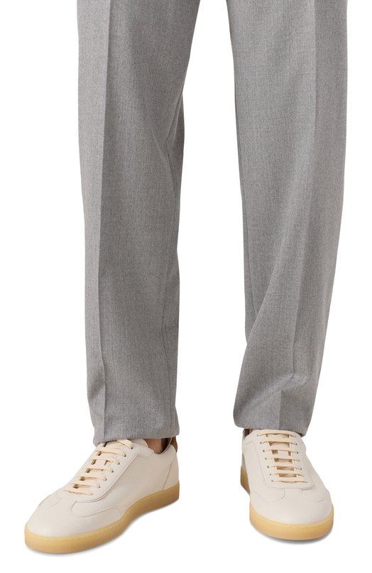 Кожаные кеды Brunello Cucinelli MZUKSGJ336 Белый  MZUKSGJ336 Фото 3
