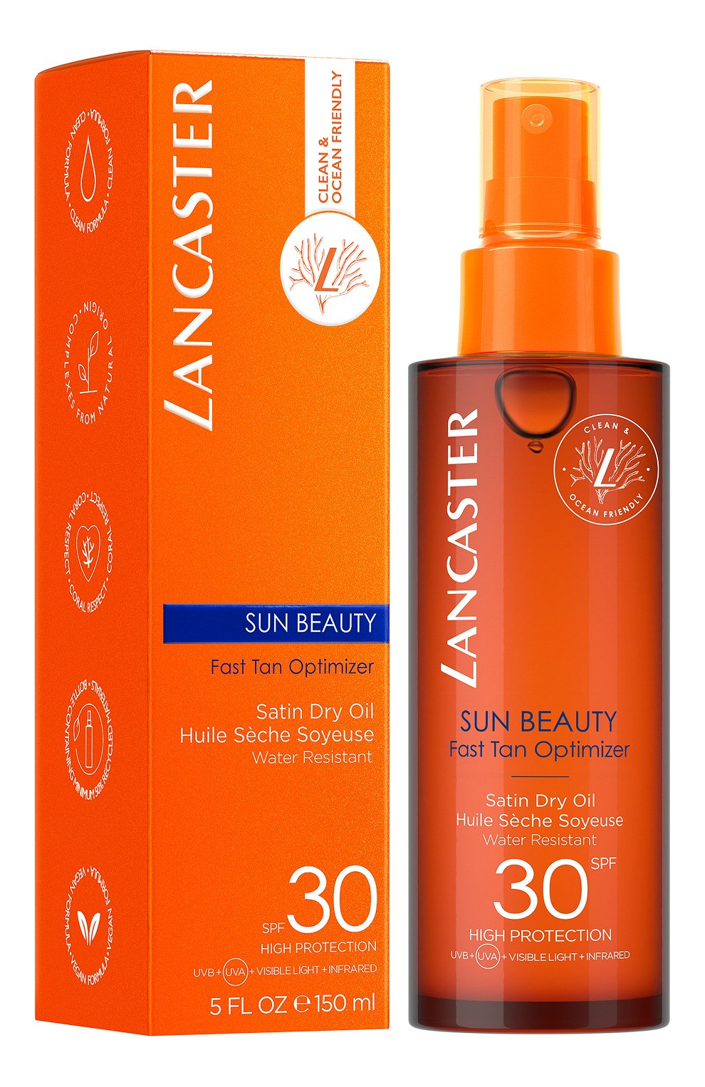 Шелковистое масло быстрый загар sun beauty fast tan optimizer satin dry oil spf 30 (150ml) LANCASTER, арт. 3616302022618, фото 2