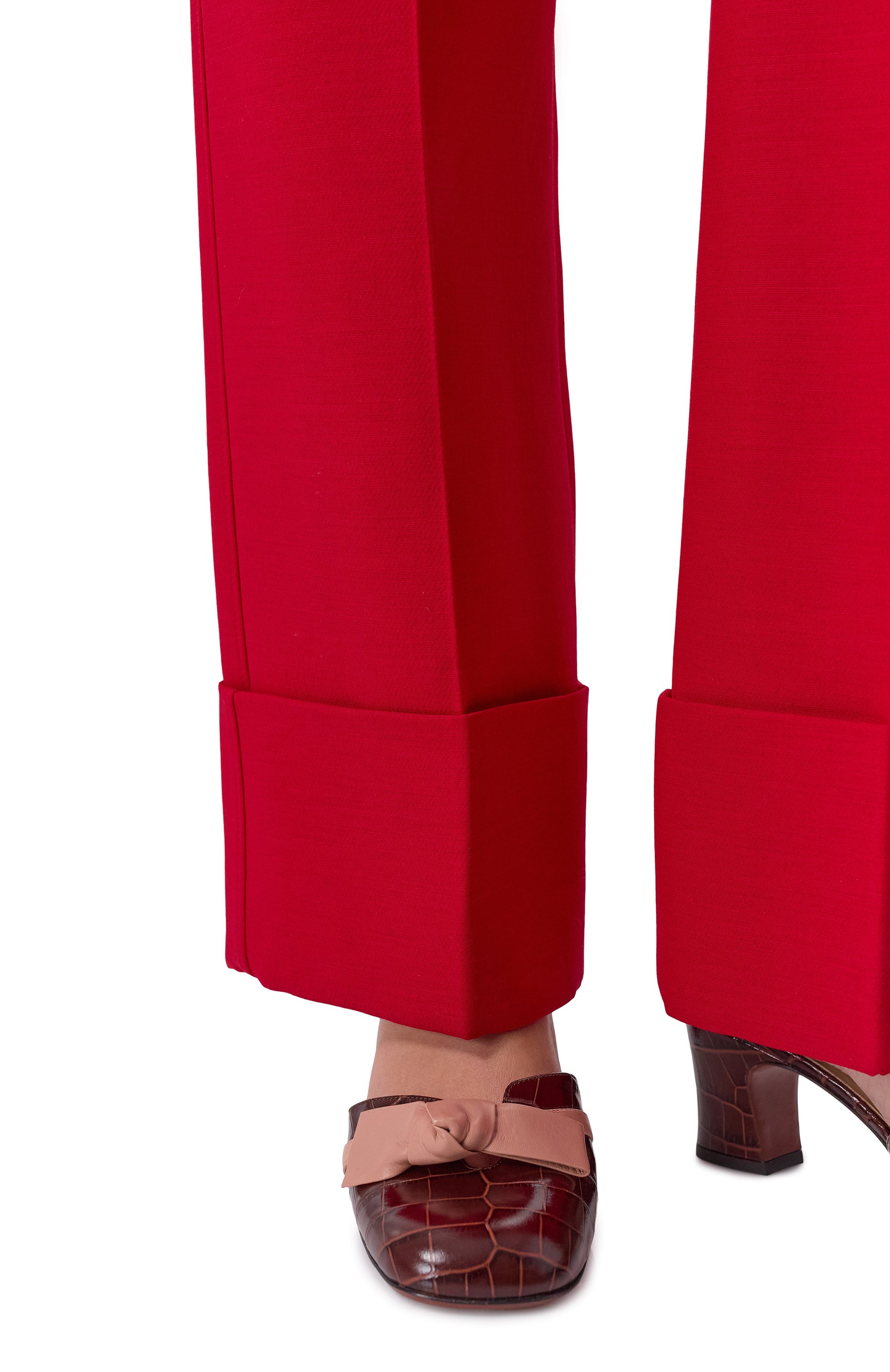 Брюки из шерсти и шелка VALENTINO красного цвета по цене 243000 руб., арт. 8B3RB6Z7/1CF, фото 5 Брюки из шерсти и шелка VALENTINO, арт. 8B3RB6Z7/1CF, фото 5