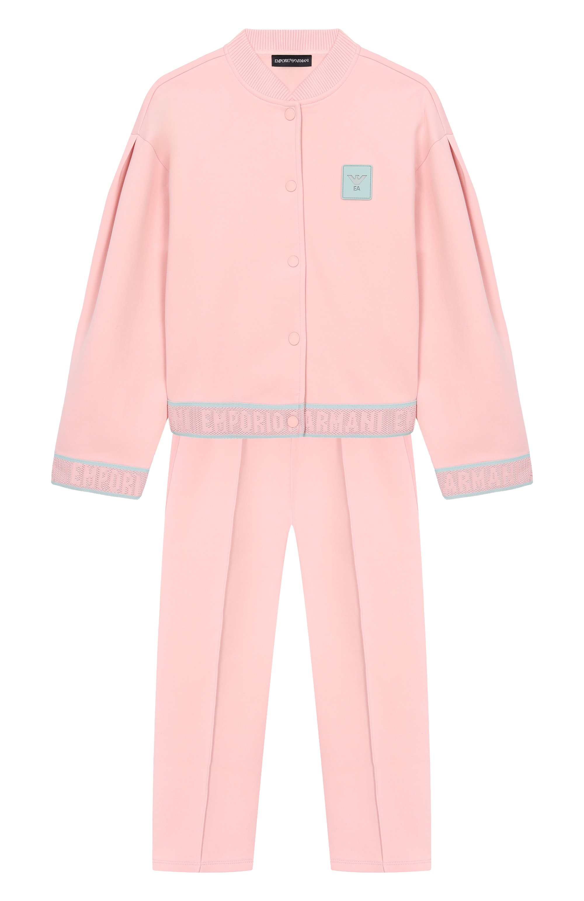 Костюм из толстовки и брюк EMPORIO ARMANI светло-розового цвета по цене 34200 руб., арт. EG000797/AF10126, фото 1 Костюм из толстовки и брюк EMPORIO ARMANI, арт. EG000797/AF10126, фото 1