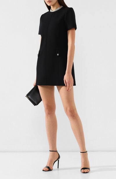 Шерстяное платье SAINT LAURENT черного цвета по цене 314000 руб., арт. 568820/Y791U, фото 2 Шерстяное платье SAINT LAURENT, арт. 568820/Y791U, фото 2