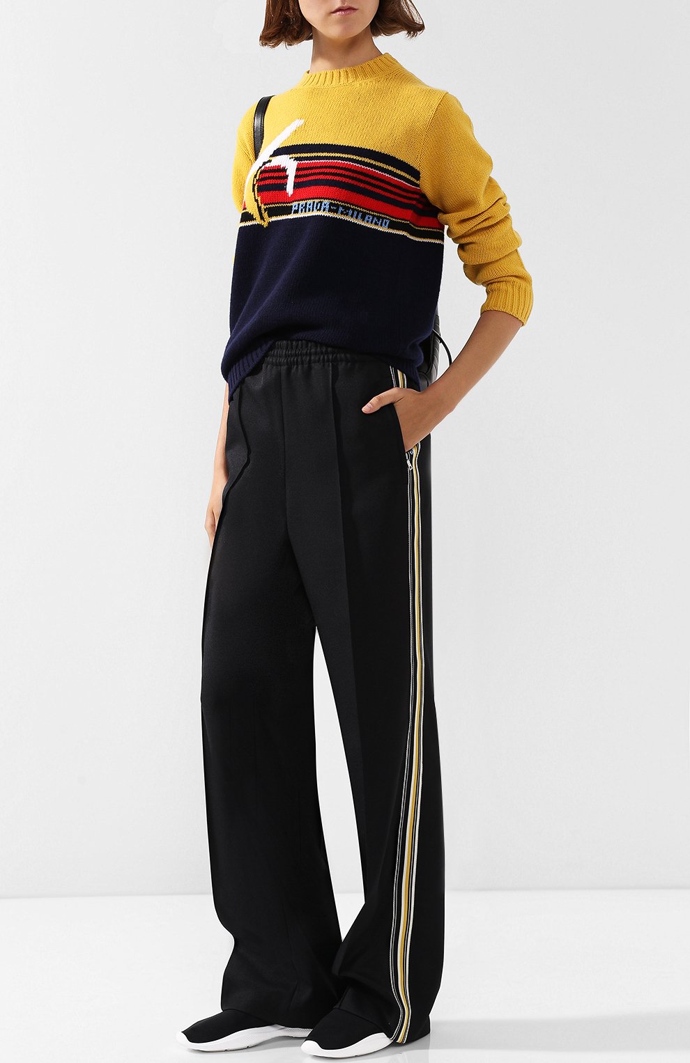 Брюки с эластичным поясом и контрастными лампасами PRADA, арт. 22Z725-1N8M-F0002, фото 2