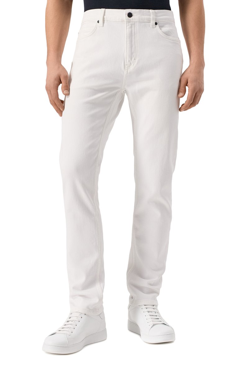 Мужские джинсы slim fit HUGO белого цвета, арт. 50530605 | Фото 3 (Длина (брюки, джинсы): Стандартные; Материал внешний: Хлопок, Деним; Кросс-КТ: Деним; Силуэт М (брюки): Прямые; Стили: Кэжуэл, Повседневный; Детали: Однотонный; Автоматизация состава: Проставлено; Автоматизация ТО: Проставлено)