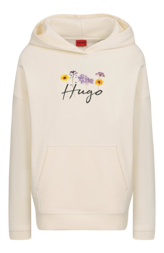 Хлопковое худи HUGO 50555814 Кремовый 50555814