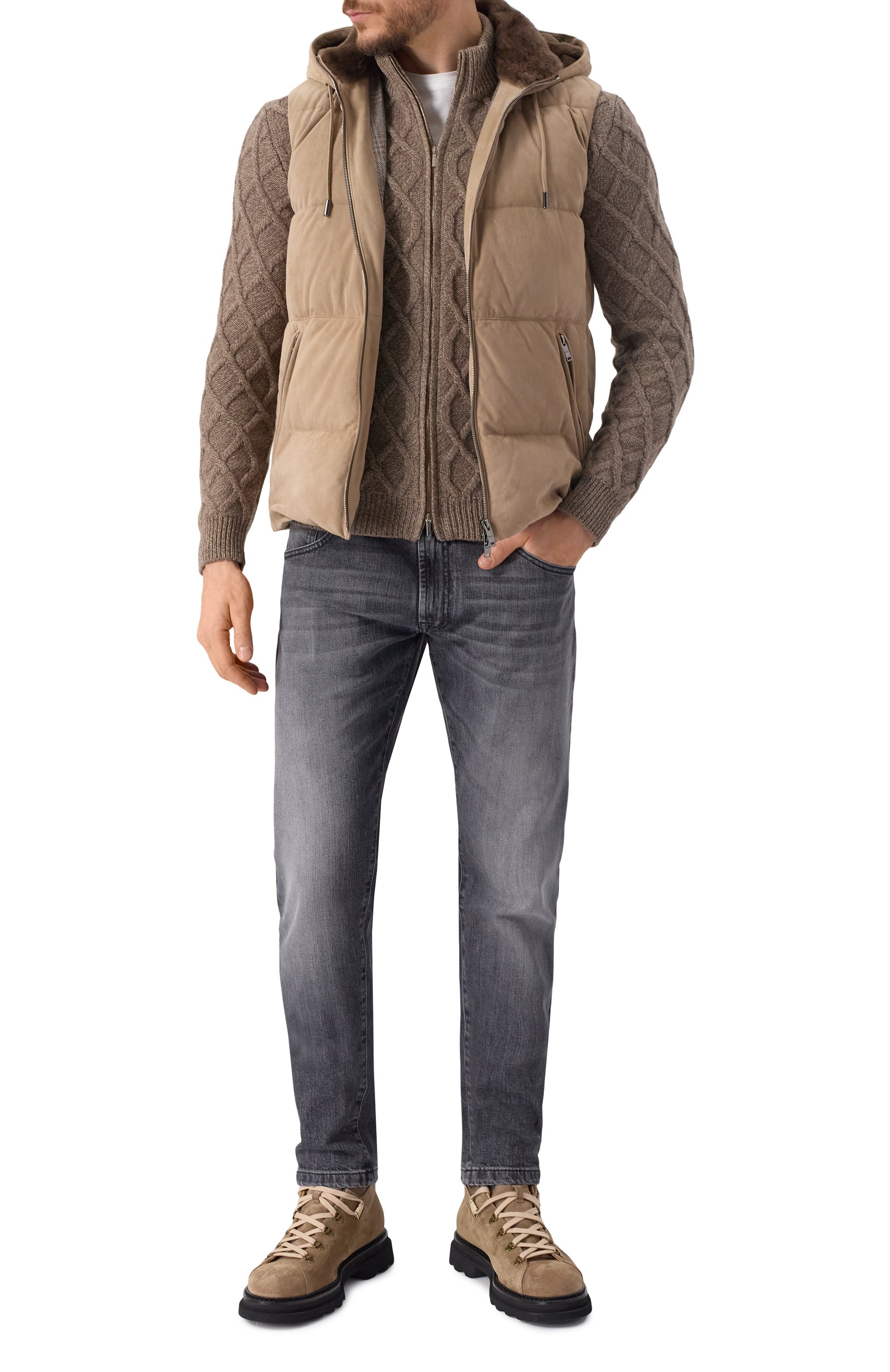 Пуховый жилет с отделкой из нутрии MVST, арт. 22538, фото 2