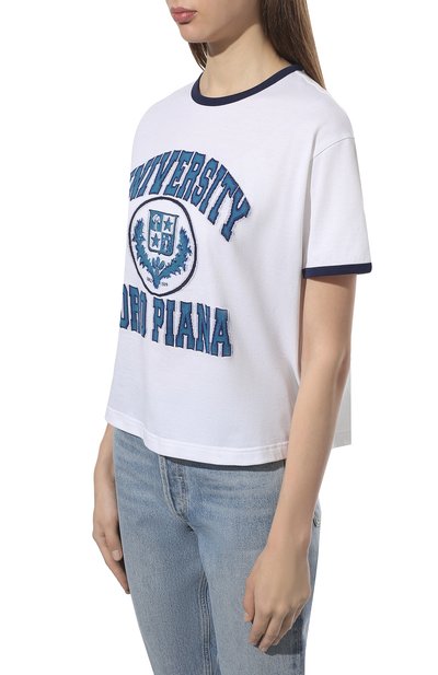 Хлопковая футболка LORO PIANA белого цвета по цене 68500 руб., арт. FAM0713, фото 3 Хлопковая футболка LORO PIANA, арт. FAM0713, фото 3