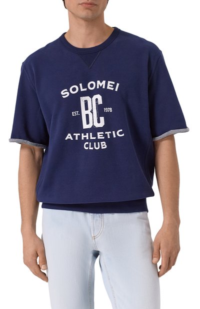 Хлопковый свитшот BRUNELLO CUCINELLI темно-синего цвета по цене 88800 руб., арт. MN05N3378G, фото 3 Хлопковый свитшот BRUNELLO CUCINELLI, арт. MN05N3378G, фото 3