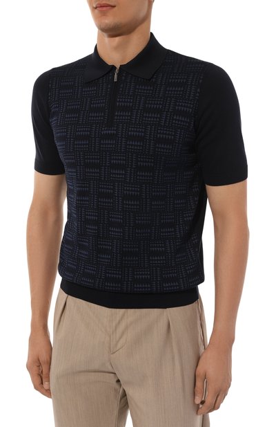 Поло из шелка и хлопка ZILLI темно-синего цвета по цене 119000 руб., арт. KZP002M0145VMPA00, фото 3 Поло из шелка и хлопка ZILLI, арт. KZP002M0145VMPA00, фото 3