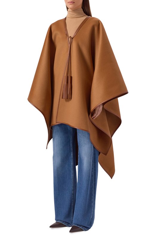 Шерстяное пончо EDOMO C010102FW2526 Коричневый  C010102FW2526 Фото 3