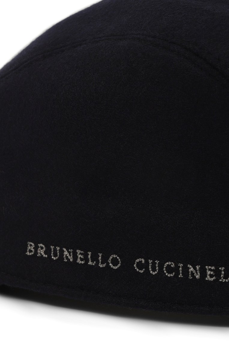 Мужская шерстяная кепка BRUNELLO CUCINELLI темно-синего цвета, арт. M038P9961 | Фото 4 (Материал: Шерсть, Текстиль; Нос: Не проставлено; Материал сплава: Проставлено)