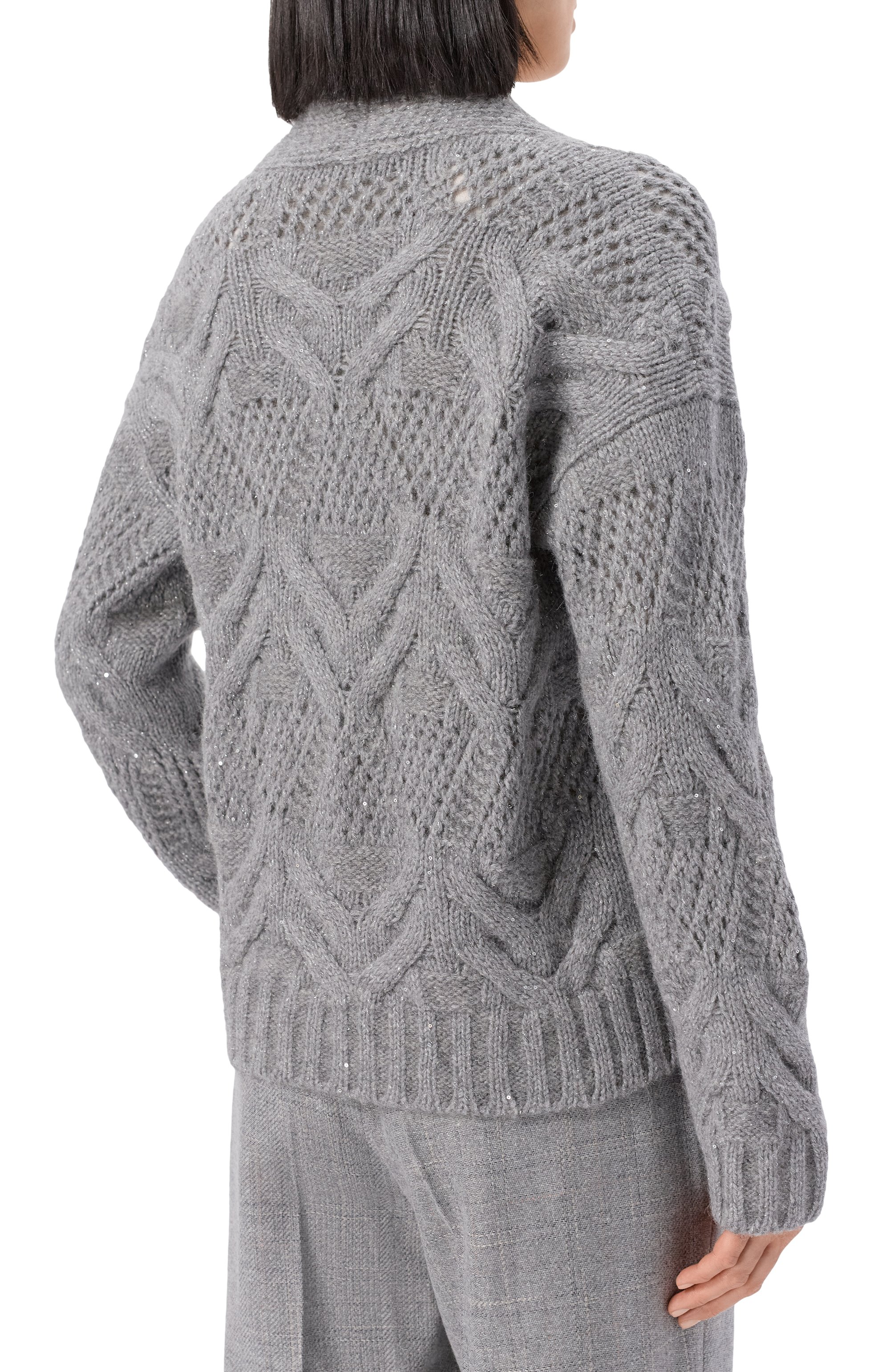 Кардиган из шерсти и кашемира GRAN SASSO серого цвета по цене 64700 руб., арт. 10232/33132, фото 4 Кардиган из шерсти и кашемира GRAN SASSO, арт. 10232/33132, фото 4