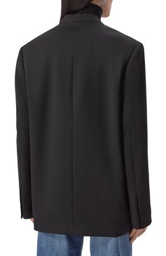 Женский шерстяной жакет JIL SANDER черного цвета, арт. J04BN0108-J40021 | Фото 4 (Рукава: Длинные; Материал внешний: Шерсть; Длина (для топов): Удлиненные; 1-2-бортные: Однобортные; Женское Кросс-КТ: Жакет-одежда; Стили: Классический; Материал подклада: Вискоза)