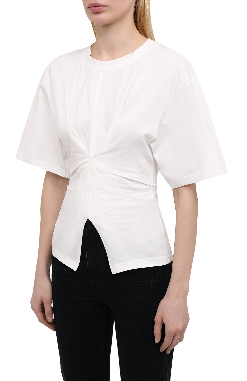 Хлопковая футболка ISABEL MARANT белого цвета по цене 37650 руб., арт. TS0788-21E033I/S0Y0NA, фото 3 Хлопковая футболка ISABEL MARANT, арт. TS0788-21E033I/S0Y0NA, фото 3