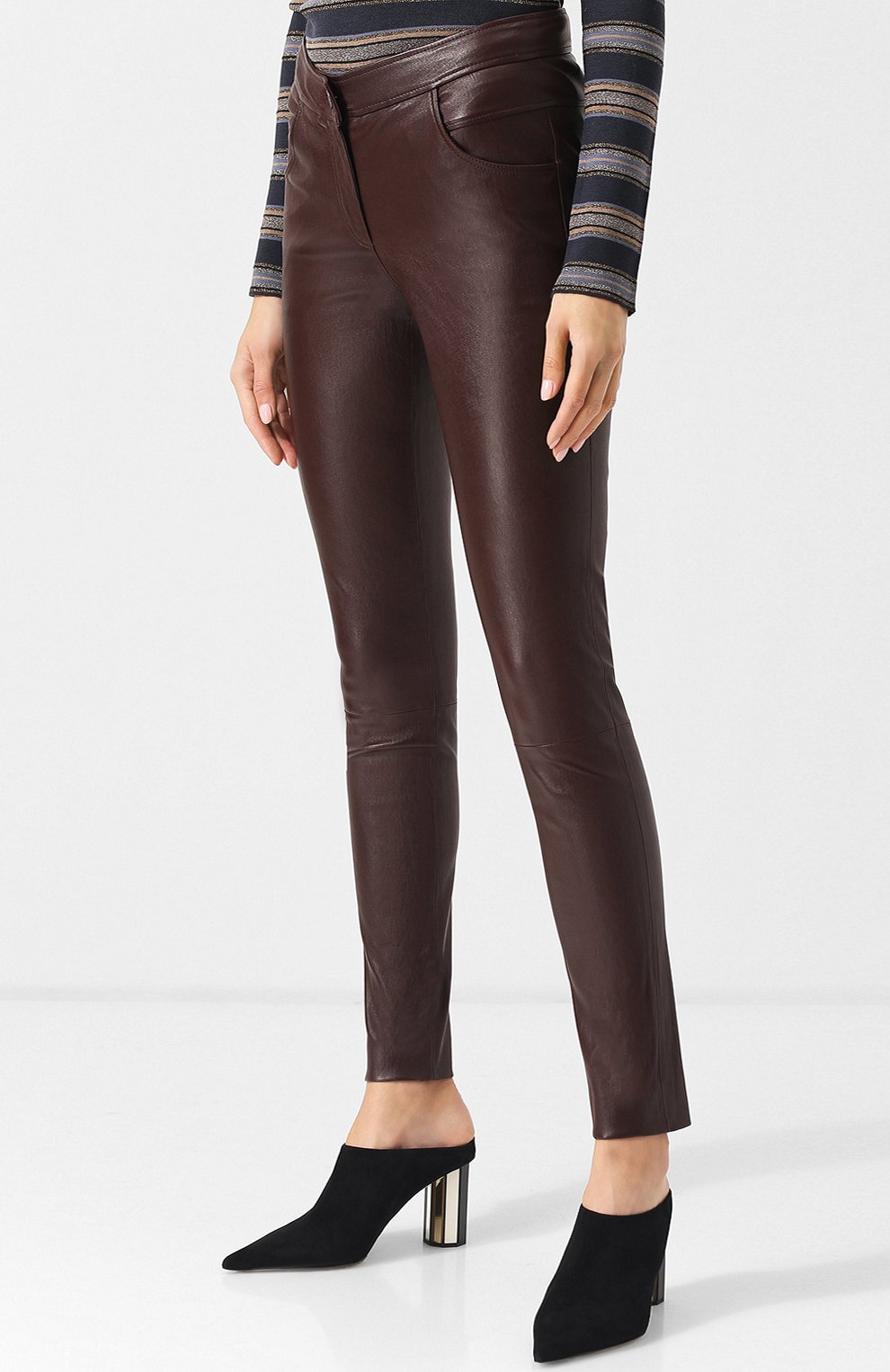 Однотонные кожаные брюки с карманами BRUNELLO CUCINELLI, арт. M0V32P6712, фото 3