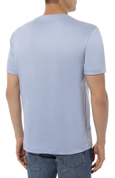Хлопковая футболка GIORGIO ARMANI голубого цвета по цене 53450 руб., арт. 6LSM90/SJTKZ, фото 4 Хлопковая футболка GIORGIO ARMANI, арт. 6LSM90/SJTKZ, фото 4