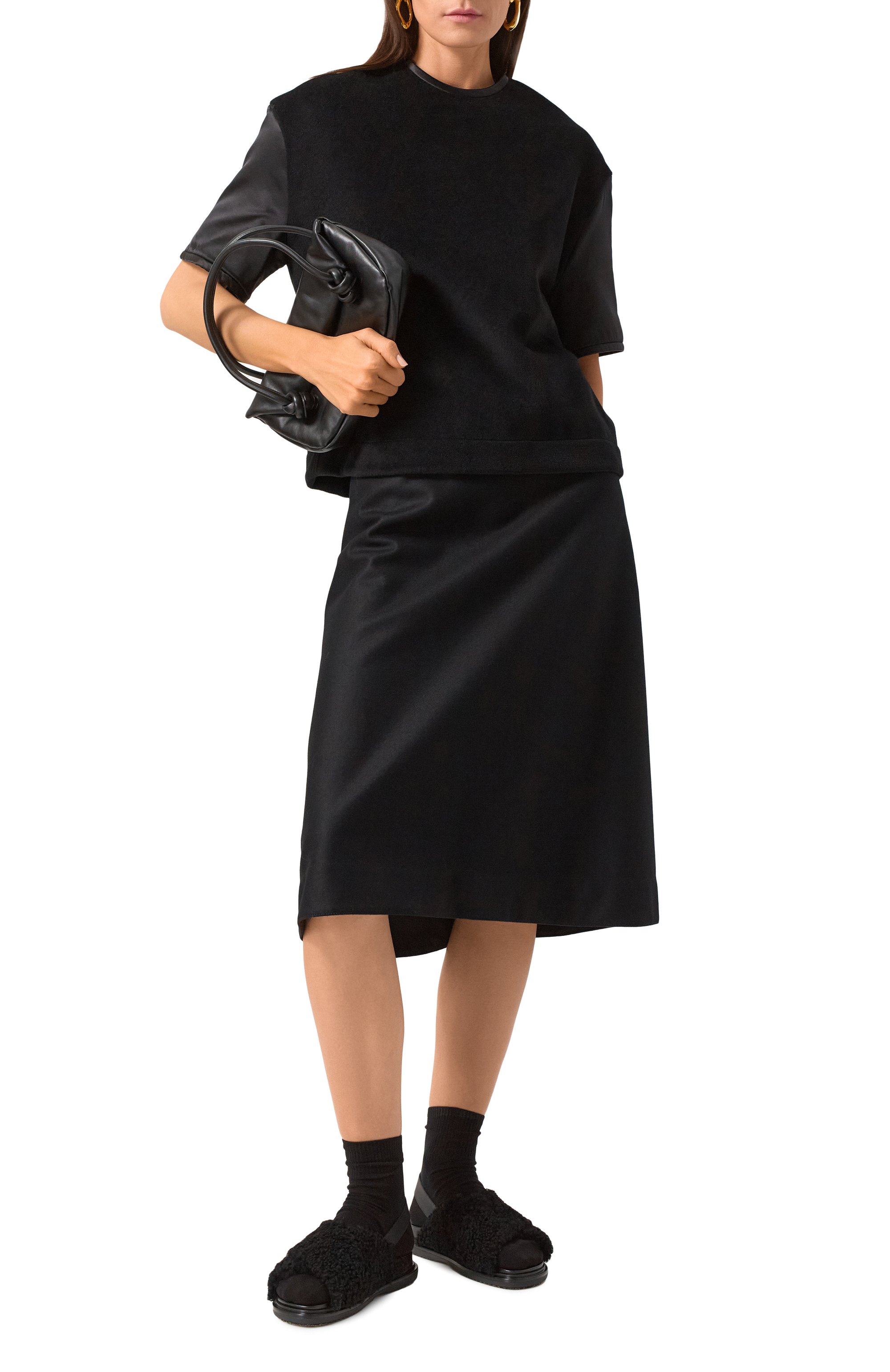 Шерстяная юбка JIL SANDER черного цвета по цене 82700 руб., арт. J02MA0231/J40045, фото 2 Шерстяная юбка JIL SANDER, арт. J02MA0231/J40045, фото 2