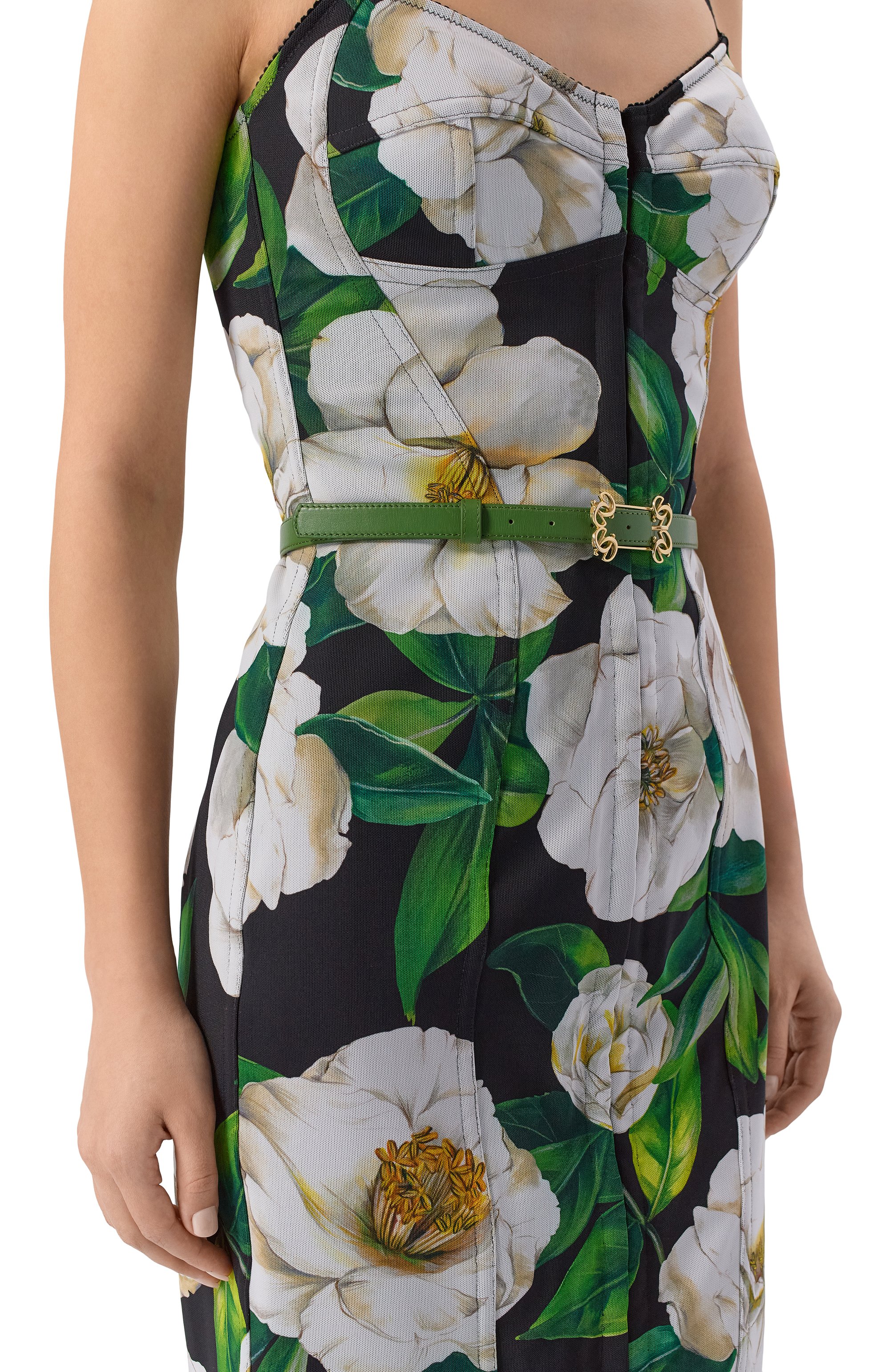 Кожаный ремень ELIE SAAB зеленого цвета по цене 36450 руб., арт. BE003S25/NL003/SAVANNAH GREEN, фото 2 Кожаный ремень ELIE SAAB, арт. BE003S25/NL003/SAVANNAH GREEN, фото 2