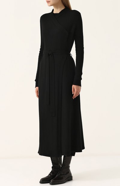 Однотонное кашемировое пальто с поясом RICK OWENS, арт. RP18S8603/WSB, фото 3