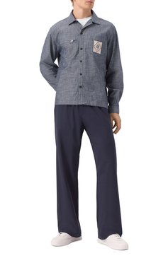 Мужские шерстяные брюки MSGM темно-синего цвета, арт. 3840MP14/257127 | Фото 2 (Материал сплава: Проставлено; Материал внешний: Шерсть; Длина (брюки, джинсы): Стандартные; Драгоценные камни: Проставлено; Стили: Кэжуэл; Случай: Повседневный; Силуэт М (брюки): Прямые)