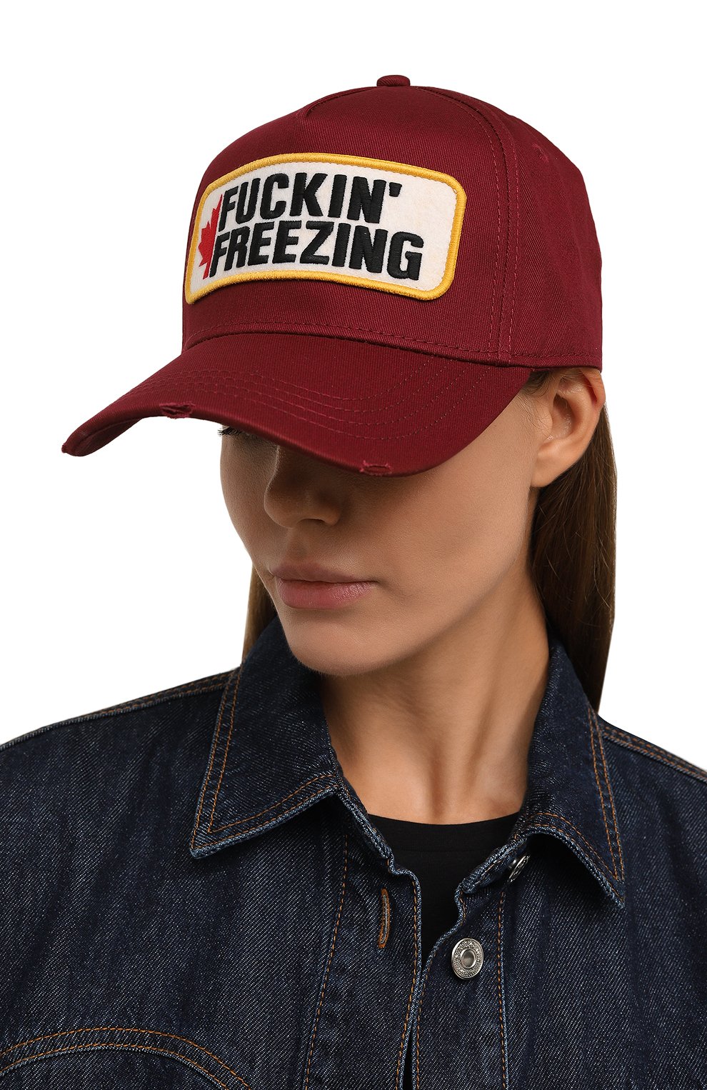 Хлопковая бейсболка DSQUARED2 бордового цвета по цене 23050 руб., арт. BCM0725/05C00001, фото 2 Хлопковая бейсболка DSQUARED2, арт. BCM0725/05C00001, фото 2