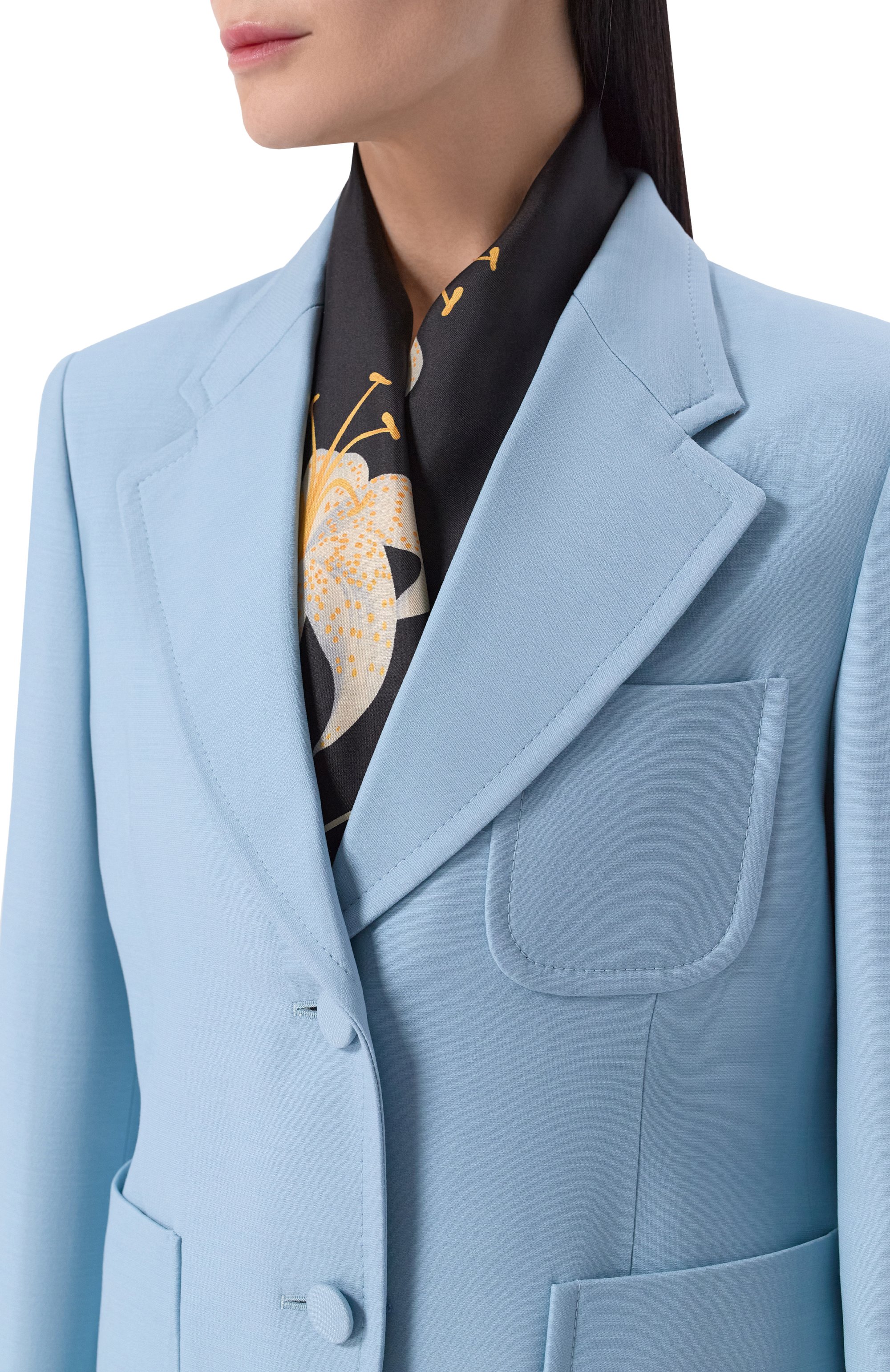 Шелковый платок VALENTINO черного цвета по цене 55300 руб., арт. 8W2EI114/UKN, фото 2 Шелковый платок VALENTINO, арт. 8W2EI114/UKN, фото 2