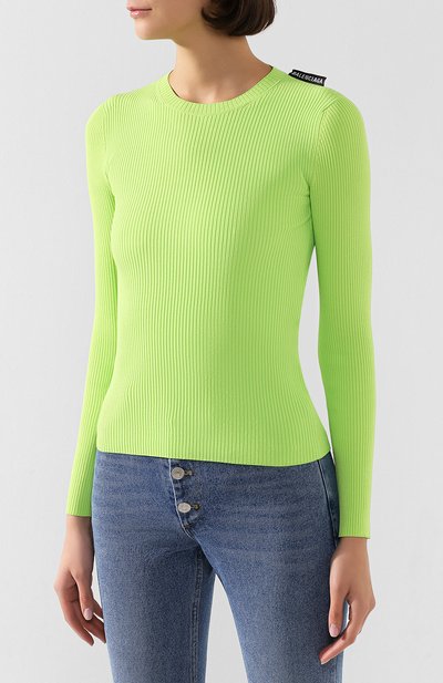 Пуловер из вискозы BALENCIAGA зеленого цвета по цене 77500 руб., арт. 583140/T5101, фото 3 Пуловер из вискозы BALENCIAGA, арт. 583140/T5101, фото 3