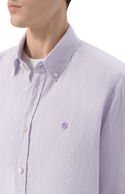 Льняная рубашка BOSS сиреневого цвета по цене 19950 руб., арт. 50556077, фото 5 Льняная рубашка BOSS, арт. 50556077, фото 5