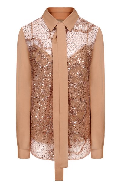 Женская шелковая блузка с отделкой пайетками ELIE SAAB, арт. SH111NRC26/TU024
