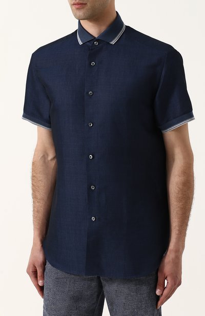 Рубашка с короткими рукавами из смеси льна и хлопка BRIONI, арт. SC321G/P3118, фото 3