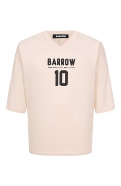 Мужская хлопковая футболка BARROW кремового цвета, арт. S5BWMATH022 | Фото 1 (Длина (для топов): Стандартные; Материал внешний: Хлопок; Рукава: 3/4; Принт: С принтом; Стили: Гранж; Кросс-КТ: Джерси; Мужское Кросс-КТ: Футболка-одежда)