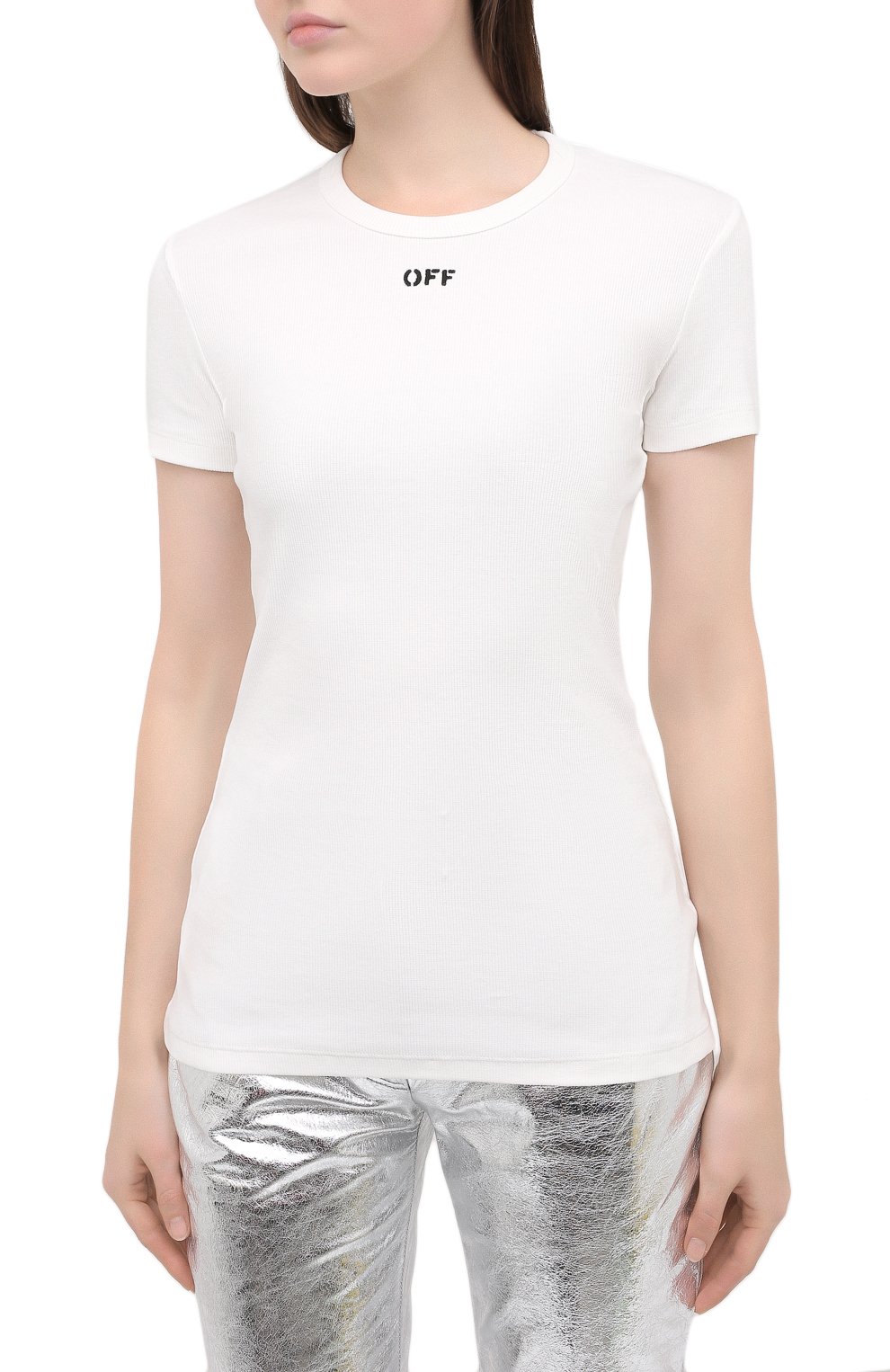 Хлопковая футболка OFF-WHITE белого цвета по цене 43950 руб., арт. 0WAA065E20JER0010110, фото 3 Хлопковая футболка OFF-WHITE, арт. 0WAA065E20JER0010110, фото 3