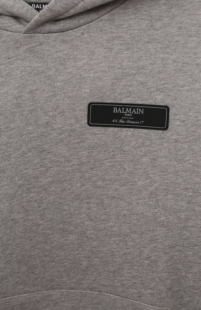 Хлопковое худи BALMAIN серого цвета по цене 24800 руб., арт. BV4P30, фото 3 Хлопковое худи BALMAIN, арт. BV4P30, фото 3