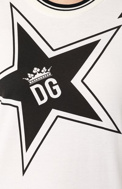 Хлопковая футболка DOLCE & GABBANA белого цвета по цене 46400 руб., арт. F8L93T/FI7K7, фото 5 Хлопковая футболка DOLCE & GABBANA, арт. F8L93T/FI7K7, фото 5