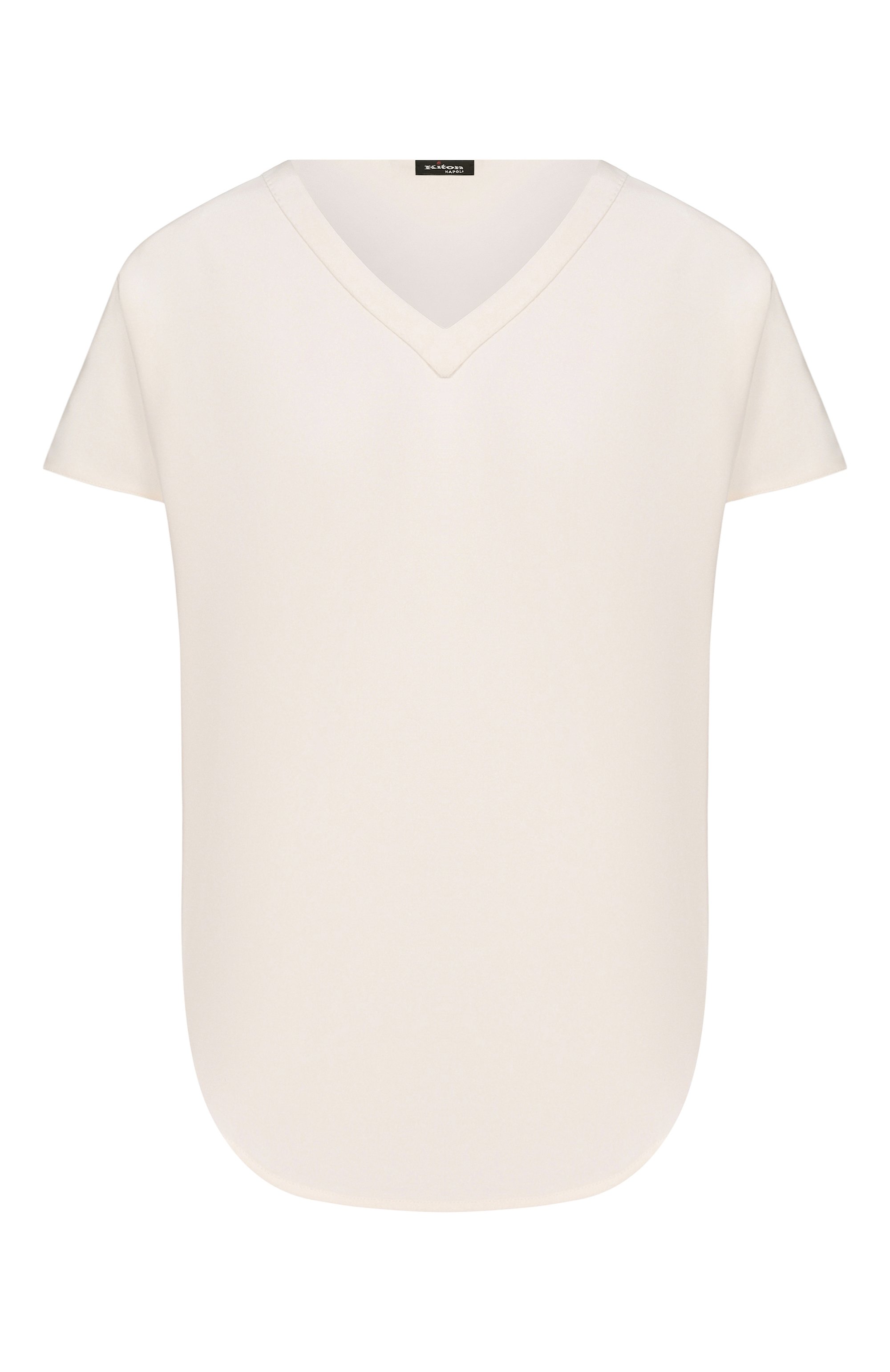 Шелковый топ KITON кремового цвета по цене 149500 руб., арт. D47454K0977A, фото 1 Шелковый топ KITON, арт. D47454K0977A, фото 1