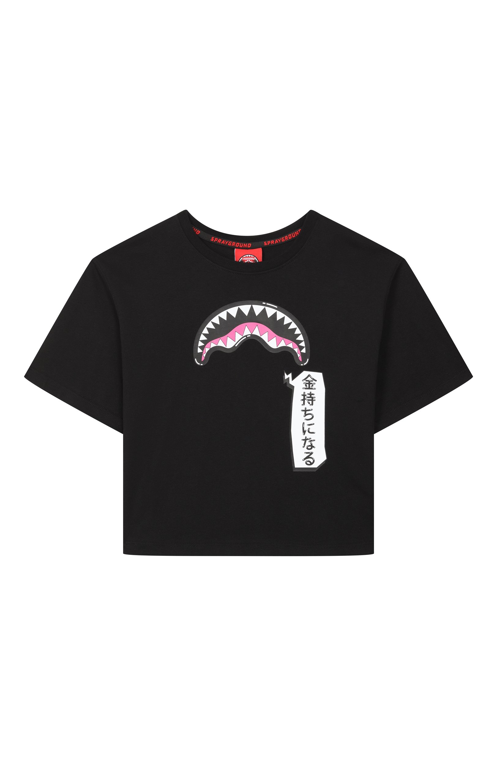 Хлопковая футболка SPRAYGROUND черного цвета по цене 8250 руб., арт. SPY1553BLK/SHARK IN JAPAN T-SHIRT BLK, фото 1 Хлопковая футболка SPRAYGROUND, арт. SPY1553BLK/SHARK IN JAPAN T-SHIRT BLK, фото 1